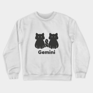 Gemini Cat Zodiac Sign with Text (Black and White) Crewneck Sweatshirt